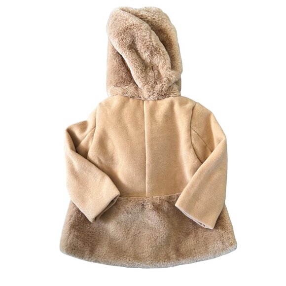 NWT Max Studio Tan Faux Wool & Faux Fur Hooded Coat With Mittens 12 Months - Picture 5 of 5